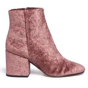 Like New Floral Plush Velvet Mauve Taye Booties